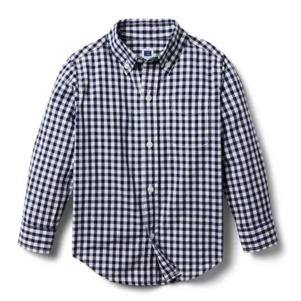 Janie and Jack Navy and White Gingham Button-Down Shirt Size 18 MO - 24 MO